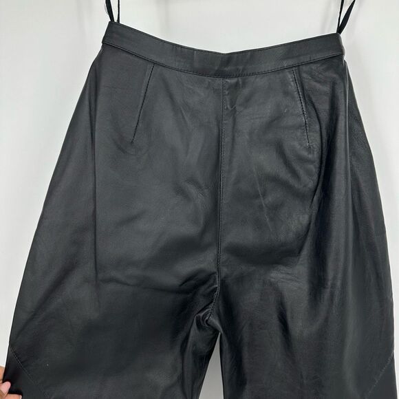 Vintage 90s Womens Pleated Leather Pants Tapered Waist 26” Grunge Minimalist - Picture 10 of 15
